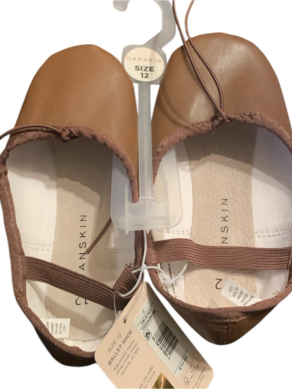 Danskin Girls Leather Ballet Shoes Cocoa Brown Size 12 NWT Dance Slippers